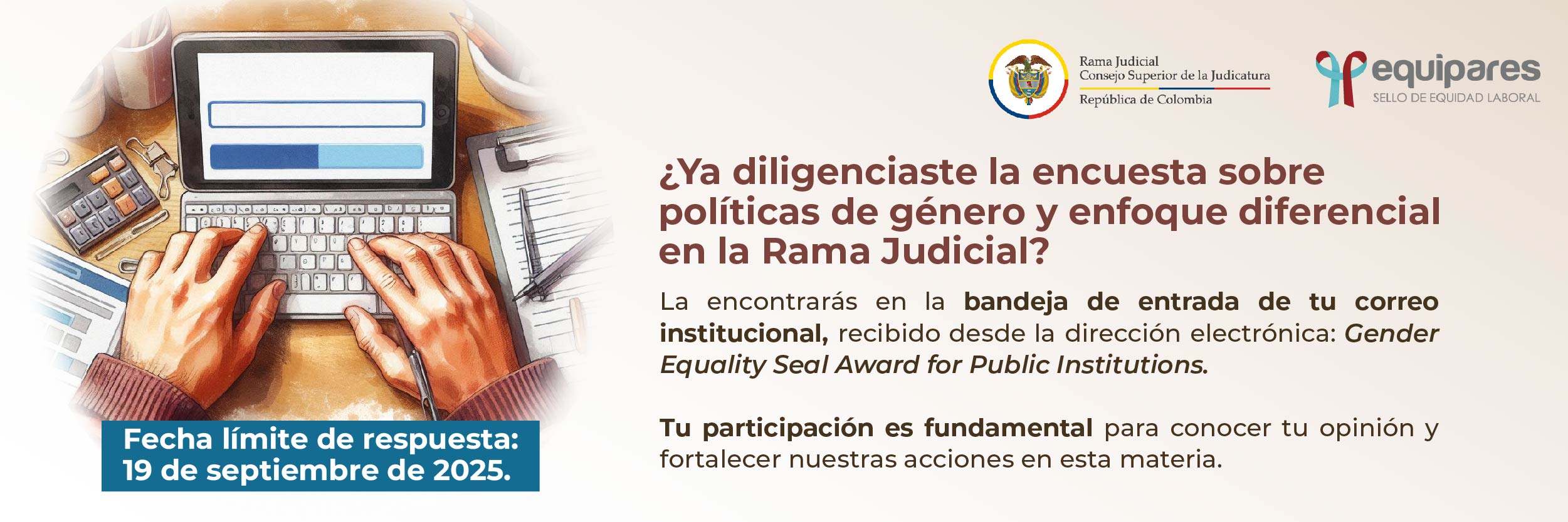 Servidores judiciales están invitados a participar en encuesta sobre políticas de género y enfoque diferencial