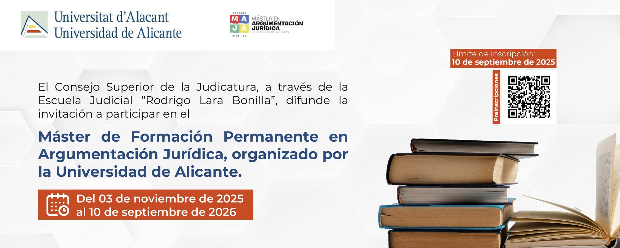 Convocatoria al Máster de Argumentación Jurídica de la Universidad de Alicante 