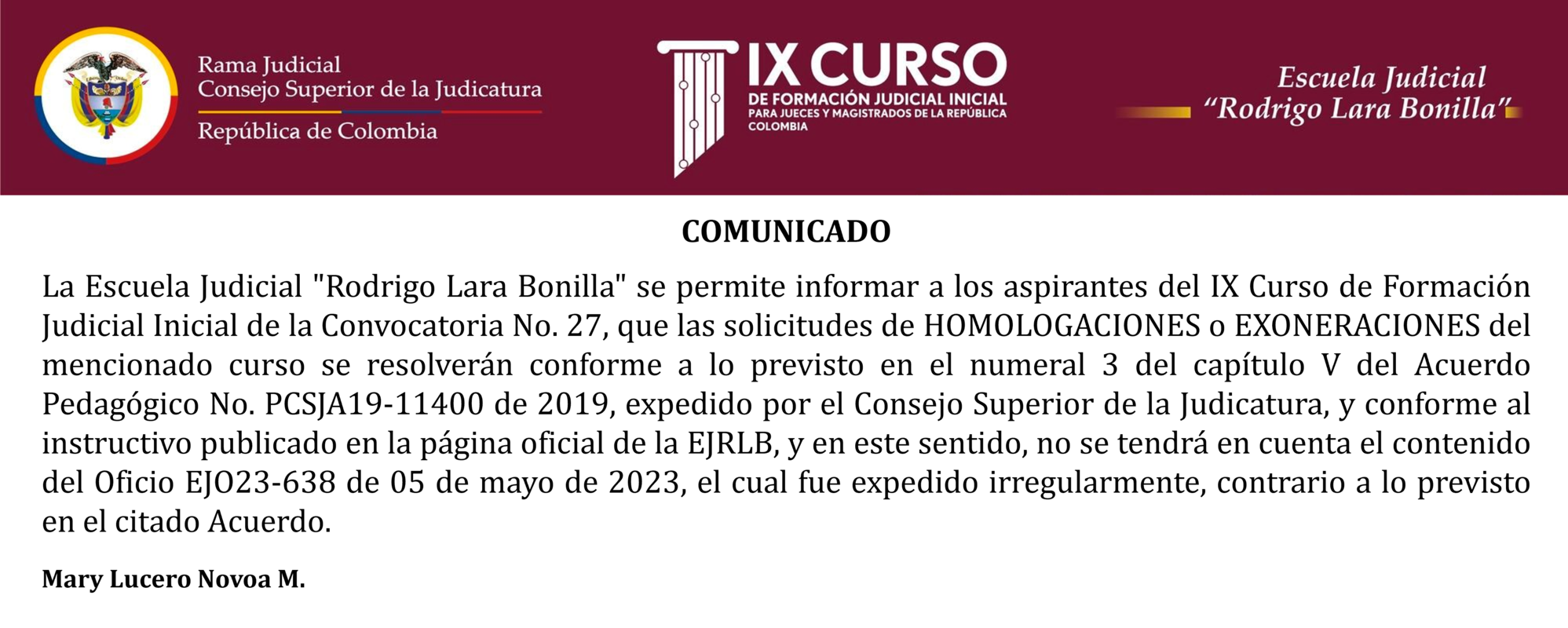 IX Curso de Formación Judicial Inicial de la Convocatoria No. 27