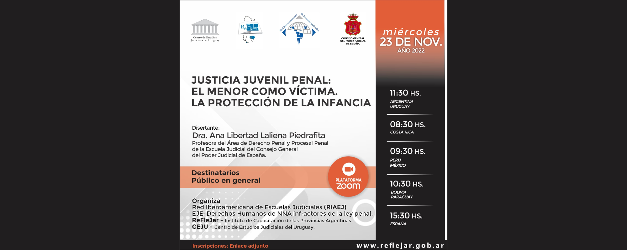 CONFERENCIA "JUSTICIA JUVENIL PENAL: EL MENOR COMO VÍCTIMA. LA PROTECCIÓN DE LA INFANCIA A RESPONSABILIDAD DEL MENOR INFRACTOR”